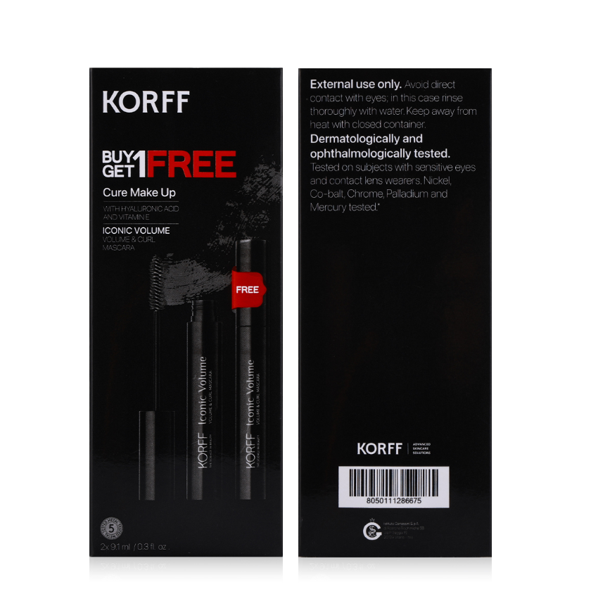 KORFF  Cure Makeup Iconic Volume & Curl Mascara 9.1ml Buy 1 Get 1 Free