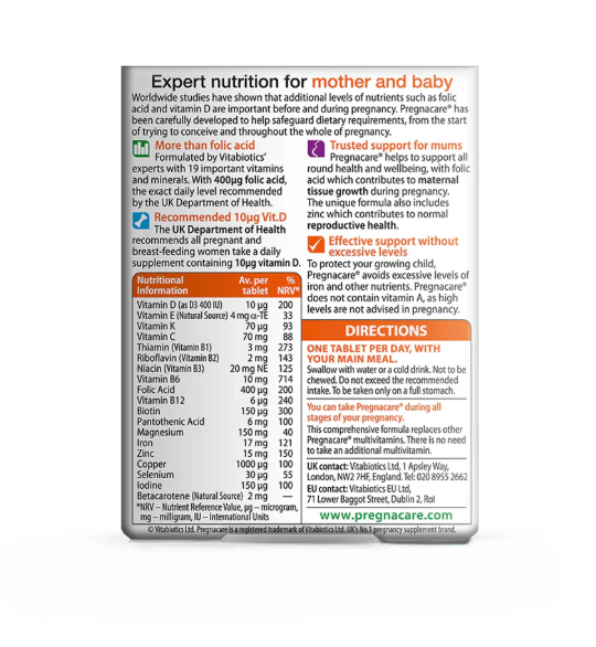 Vitabiotics Pregnacare Original 30 Days Supply