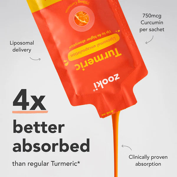 Zooki Turmeric Tangerine Liquid Supplement 750mg 14 Sachets