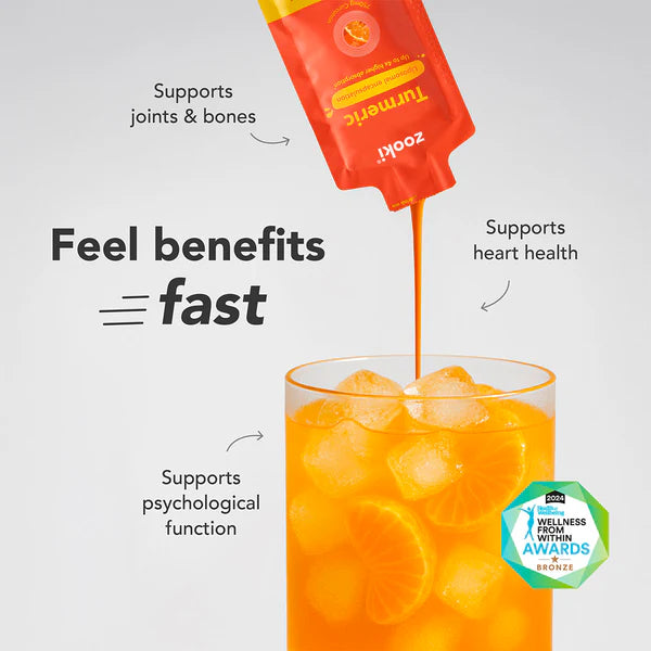 Zooki Turmeric Tangerine Liquid Supplement 750mg 14 Sachets