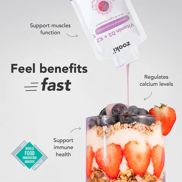 Zooki Vitamin D3 + K2 Liquid Supplement Mixed Berry 14x10 Ml High Absorption Sachets