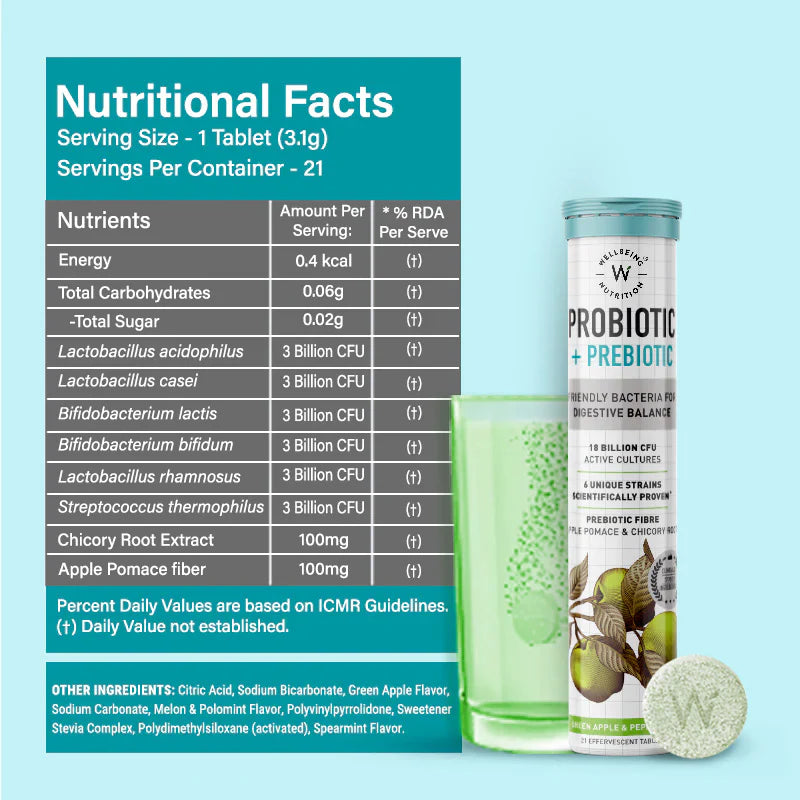 Wellbeing Nutrition Probiotic + Prebiotic Fiber 21 Effervescent Tablets