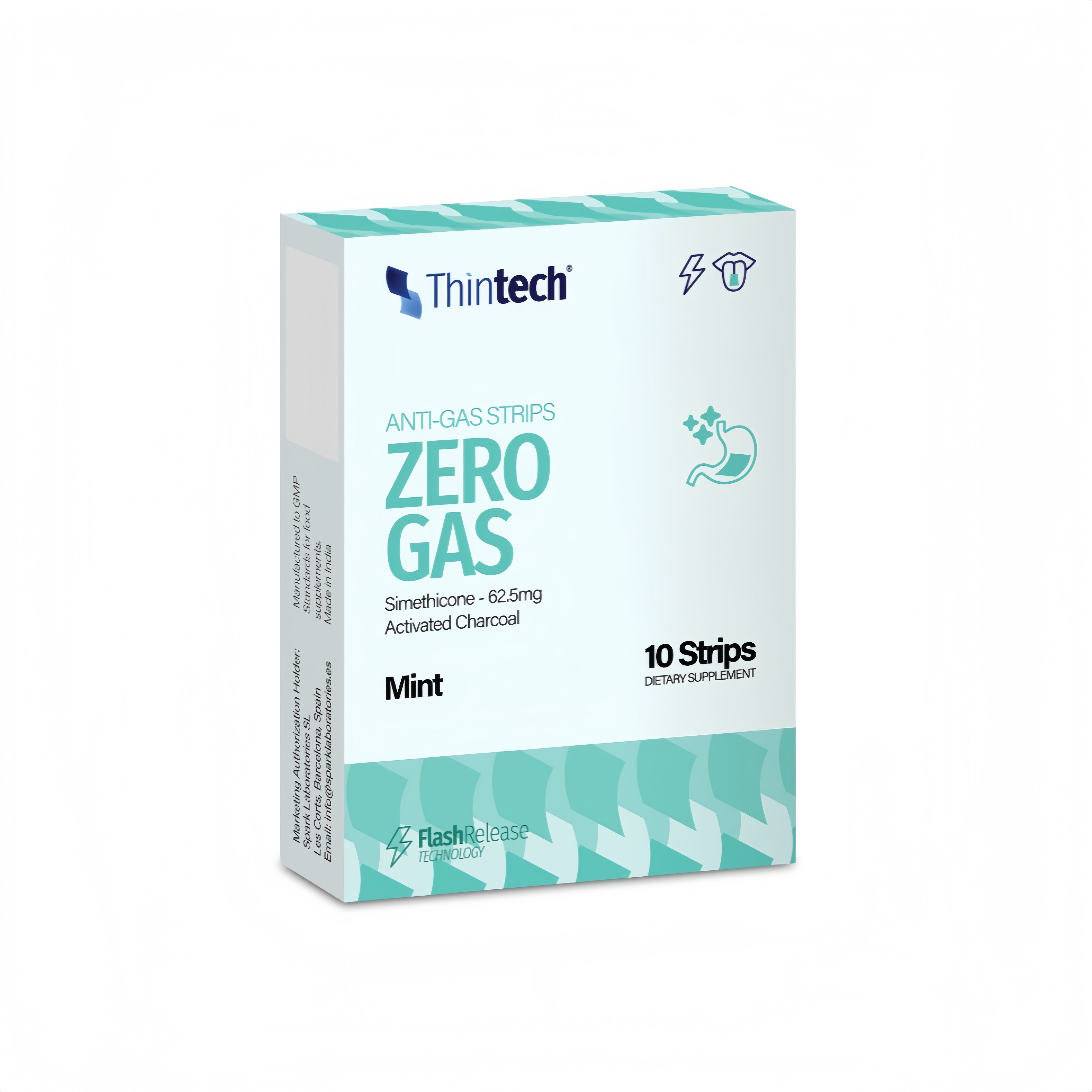 ثينتك شرائط فموية مضادة للغازات بنكهة النعناع زيرو جاز 10 شرائط