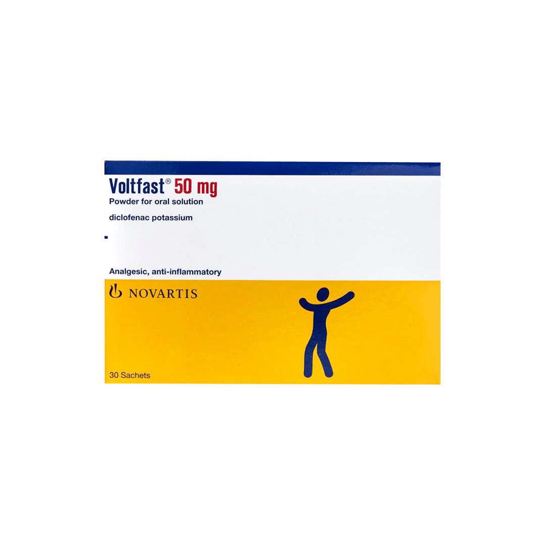 Voltafast 50 mg 30 effervescent sachets is a fast pain reliever
