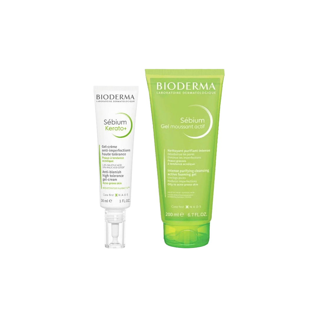Bioderma Sebium Gel Moussant Actif 200ml + Sebium Kerato+ Anti Blemish High Tolerance Gel Cream 30ml