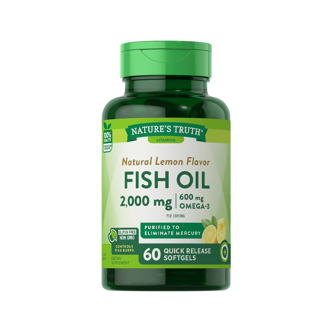 Nature's Truth Fish Oil 2,000 mg Active Omega 3 600mg 60 Quick Release Softgels
