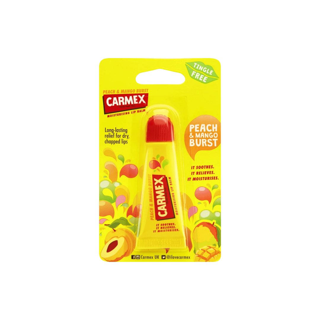 Carmex Peach & Mango Burst Moisturising Lip Balm Tube 10g