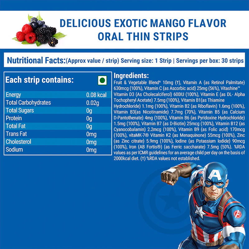 Wellbeing Nutrition Melts Kids Multi-Vitamins for Boys 30 Kids Oral Thin Strips