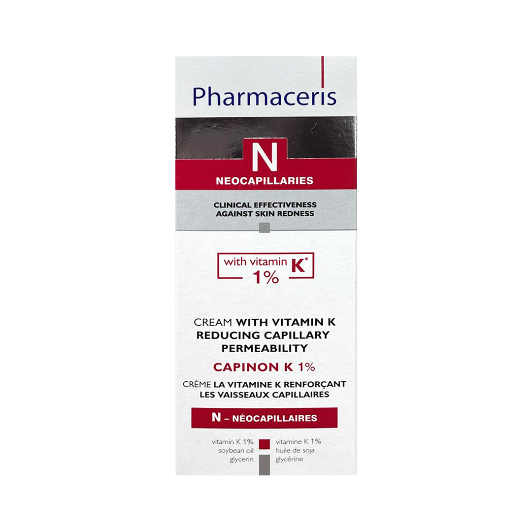 Pharmaceris- كريم كابينون كيه 1% مع فيتامين ك لتقليل نفاذية الشعيرات الدموية 30 مل