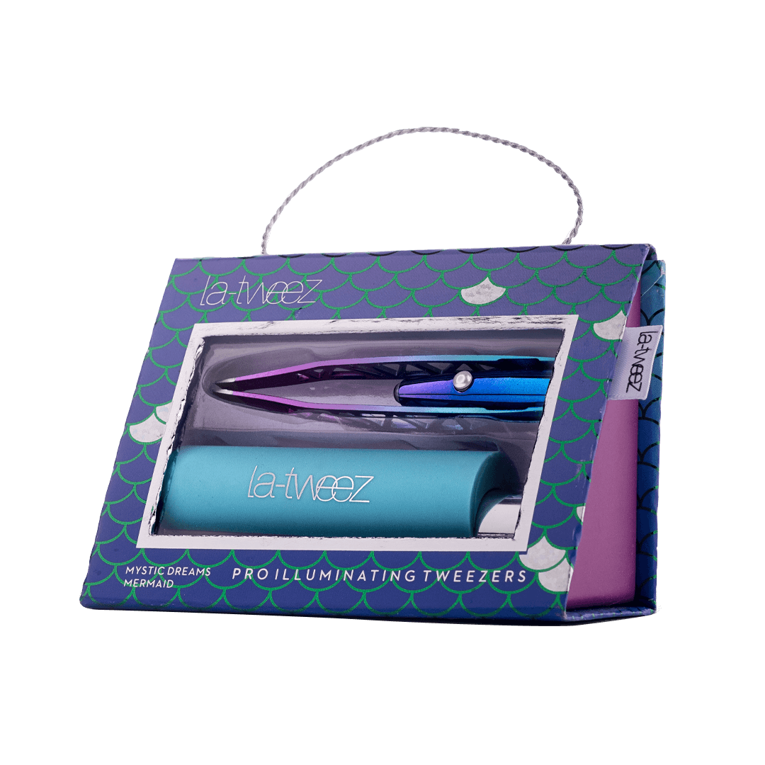 LaTweez Pro Illuminating Mermaid Tweezers & Blue Carry Case