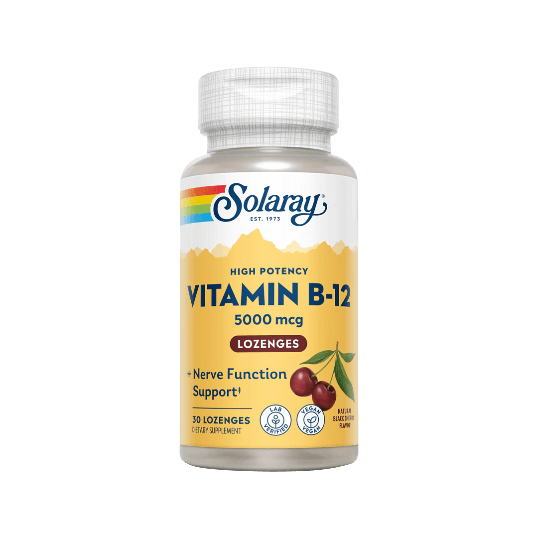 Solaray Vit B 12 5000mcg Natural Black Cherry Flavor 30 Lozenges