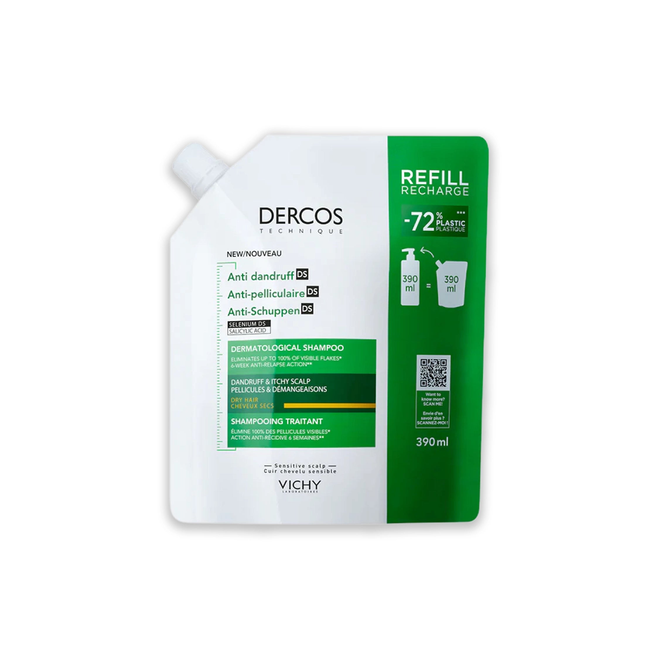 Vichy Dercos Anti Dandruff Shampoo for Dry Hair 390 Ml
