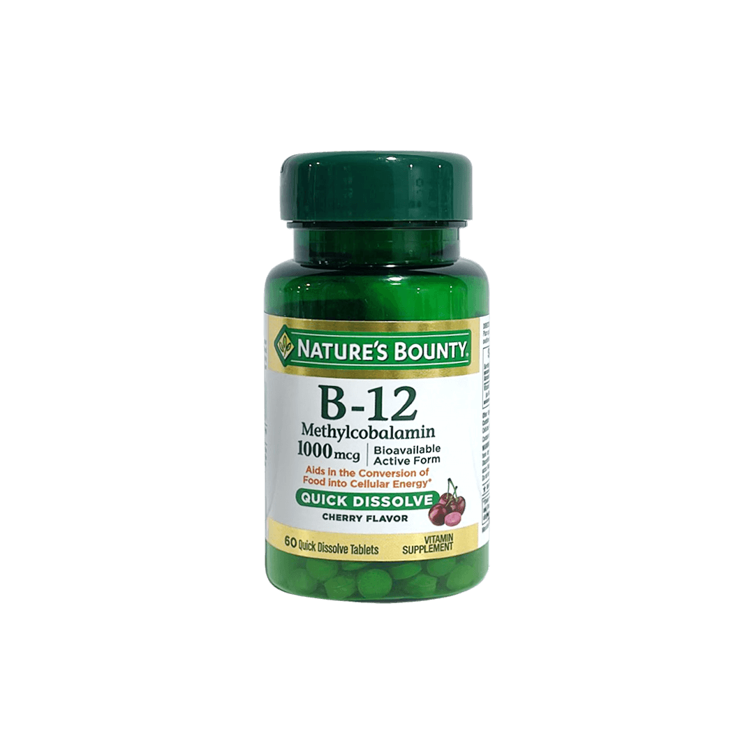 Nature's Bounty- B12 ميثيل كوبالامين 100 ميكروجرام، 60 قرصًا سريع الذوبان