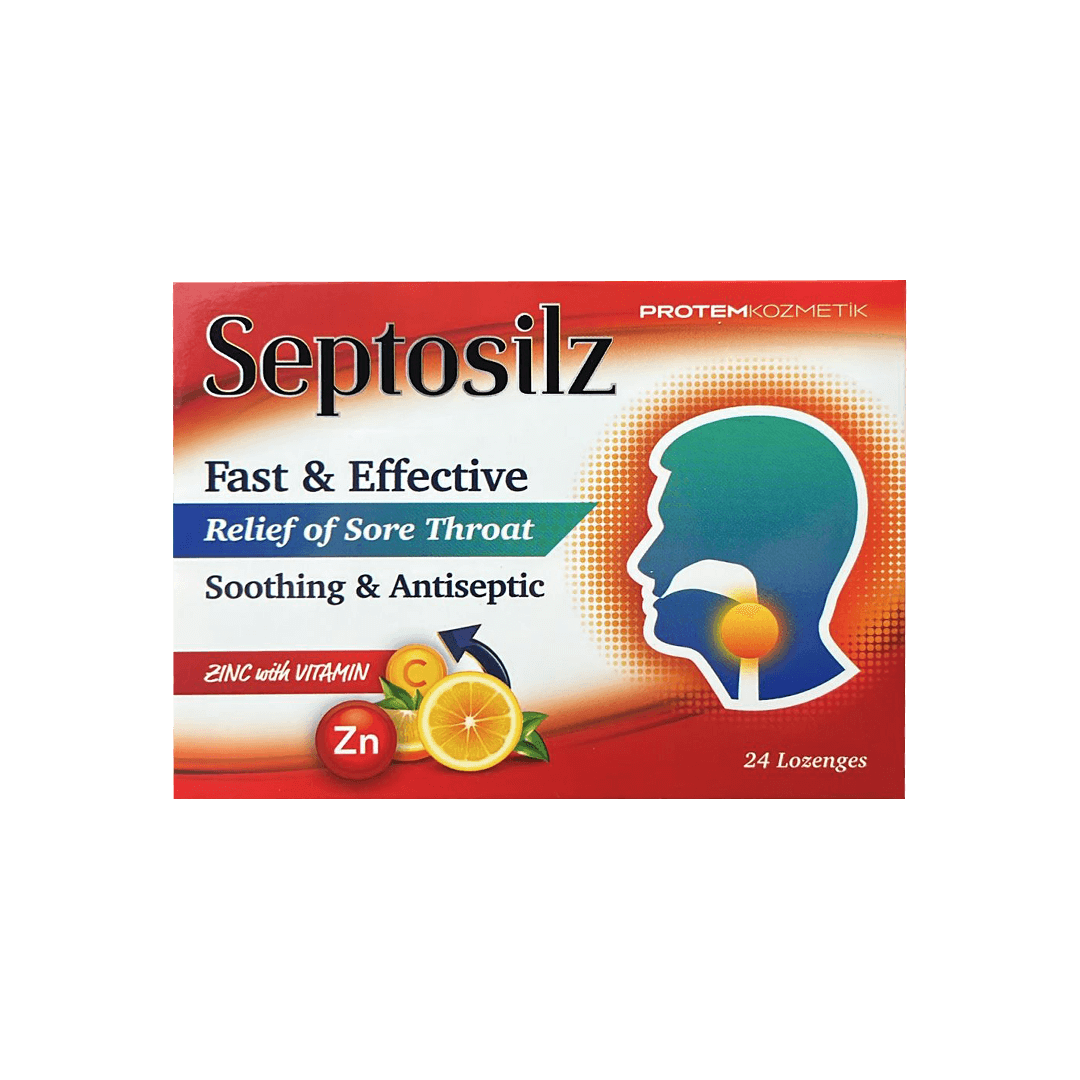 Septosilz Relief Of Sore Throat Zinc With Vitamin C 24 Lozenges