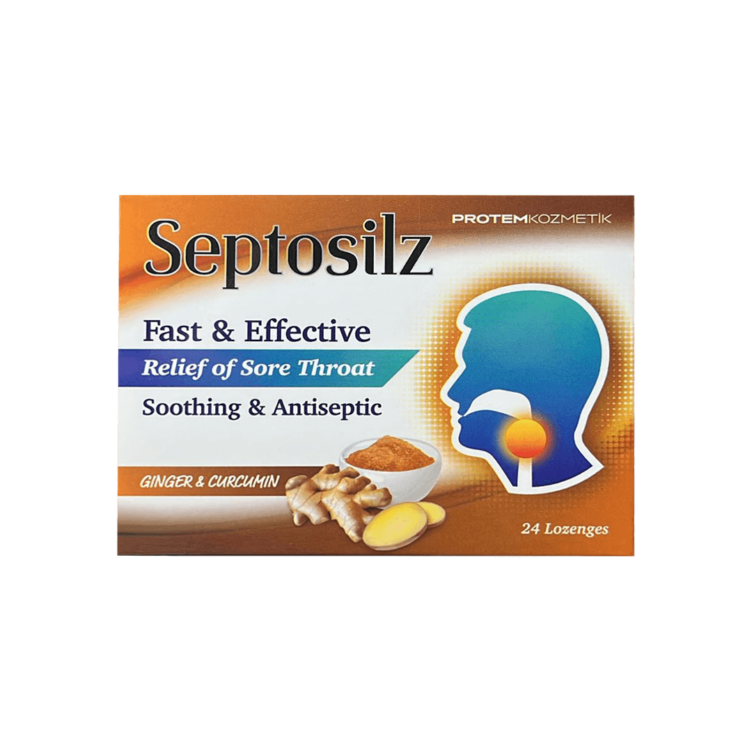 Septosilz Relief Of Sore Throat Ginger & Curcumin 24 Lozenges